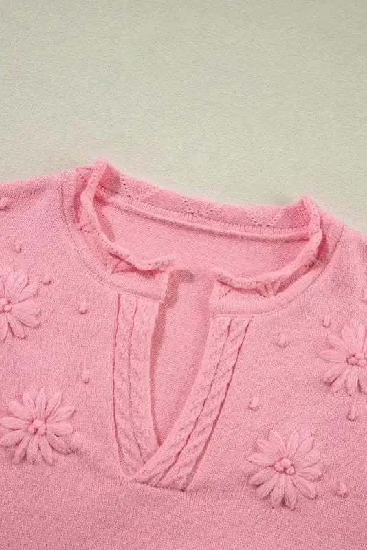 Sweaters Blossom Weave Notched Sweater