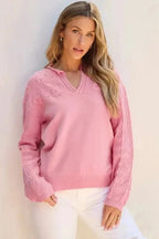 Sweaters Blossom Weave Notched Sweater