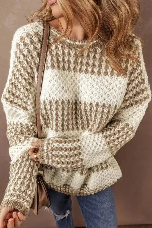 Sweaters Brown Stripe / S / 100%Acrylic EasyStripe Soft Touch Sweater