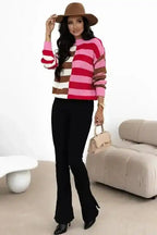 Sweaters Candy Stripe Cozy High Neck Sweater