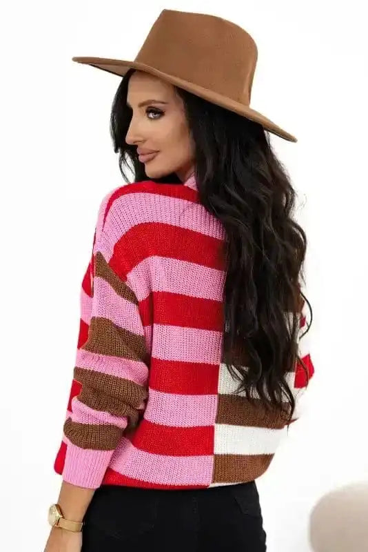 Sweaters Candy Stripe Cozy High Neck Sweater