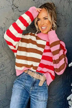 Sweaters Candy Stripe Cozy High Neck Sweater