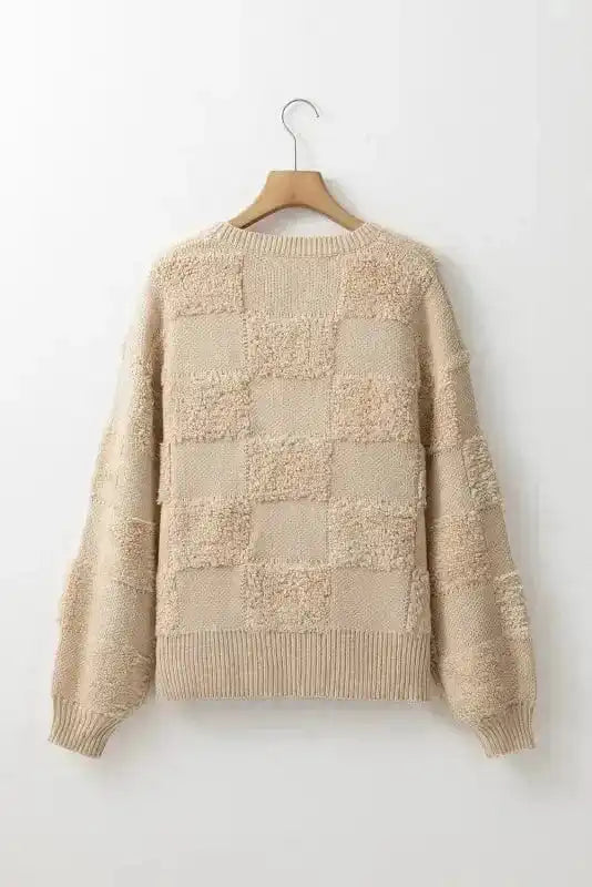 Sweaters Checkered Sherpa Loose Sweater