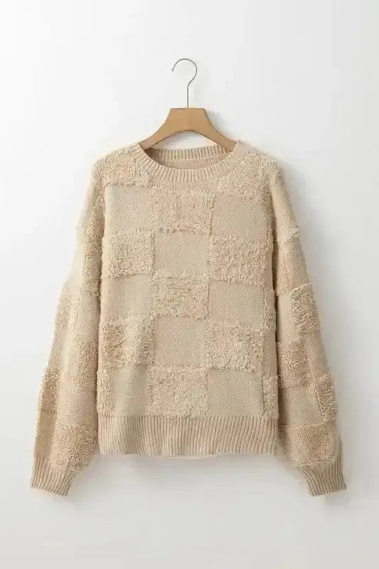 Sweaters Checkered Sherpa Loose Sweater