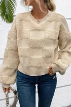 Sweaters Checkered Sherpa Loose Sweater
