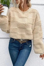Sweaters Checkered Sherpa Loose Sweater