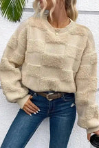 Sweaters Checkered Sherpa Loose Sweater