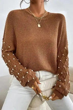 Sweaters Chestnut / S / 55%Acrylic+45%Cotton Pearl Droplet Soft Knit Jumper