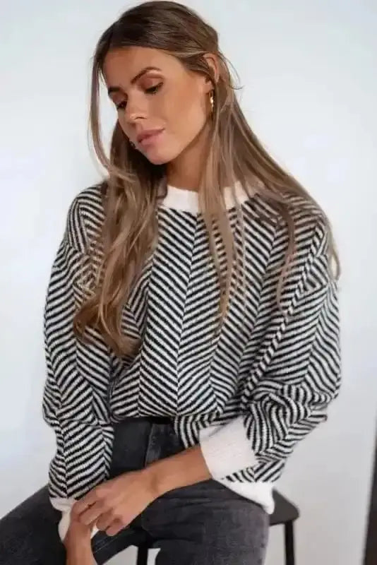 Sweaters Chevron Crew Contrast Sweater