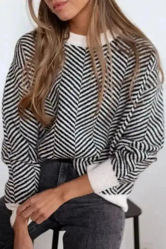 Sweaters Chevron Crew Contrast Sweater