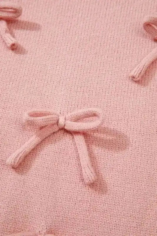 Sweaters Chic Blush Ruffle Bow Sweater