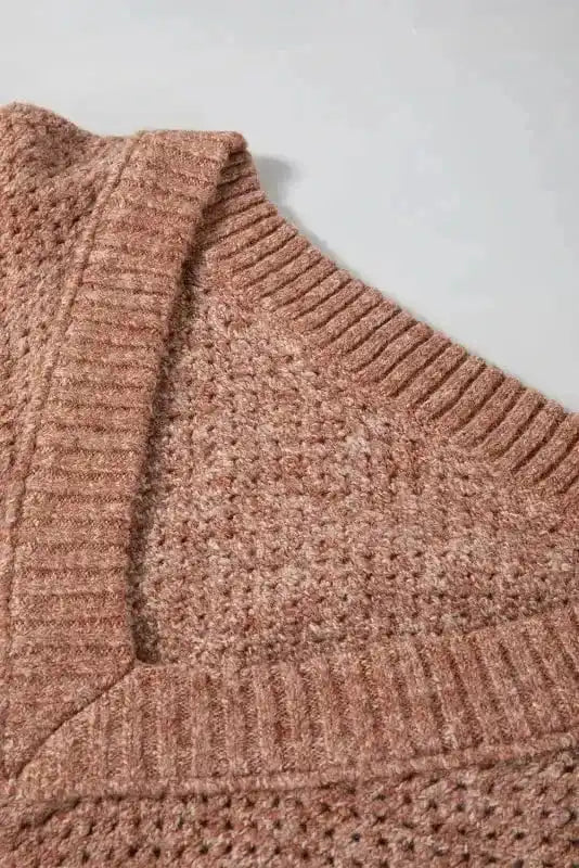 Sweaters Chic Eyelet Charm - V-Neck Sweater