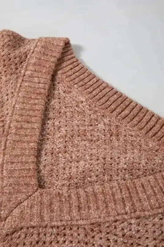 Sweaters Chic Eyelet Charm - V-Neck Sweater