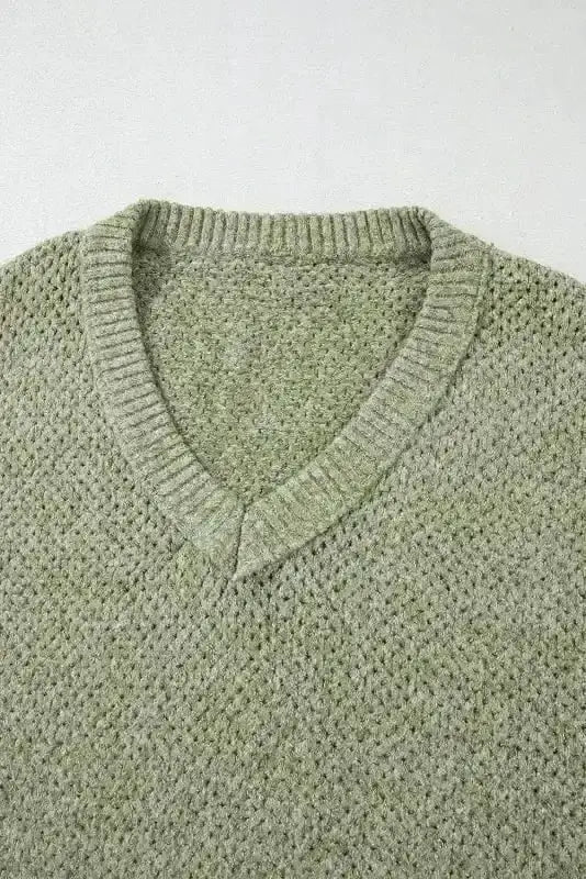 Sweaters Chic Eyelet Charm - V-Neck Sweater