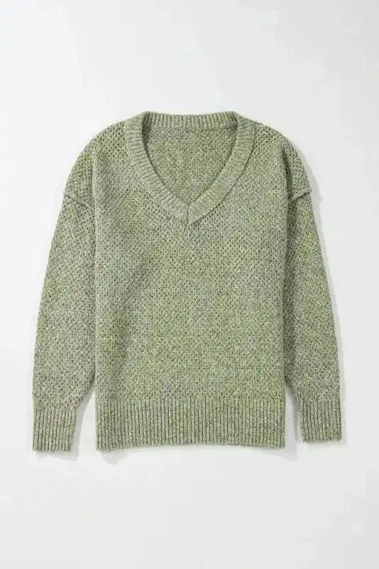 Sweaters Chic Eyelet Charm - V-Neck Sweater