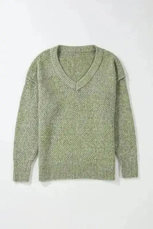Sweaters Chic Eyelet Charm - V-Neck Sweater