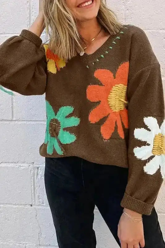 Sweaters Coffee / S / 42%Acrylic+30%Polyester+28%Polyamide Wildflower Hug Slouchy Sweater