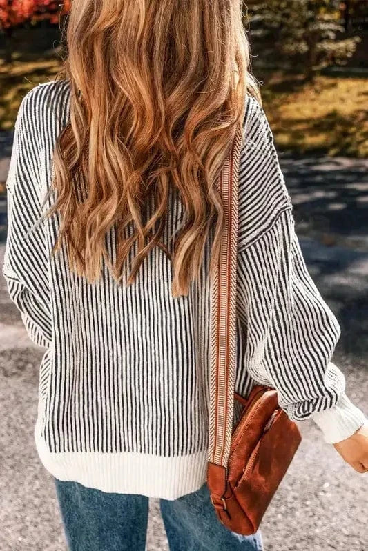 Sweaters Cozy Contrast Stripe Knit Sweater