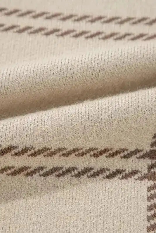 Sweaters Cozy Khaki Plaid Knit Sweater