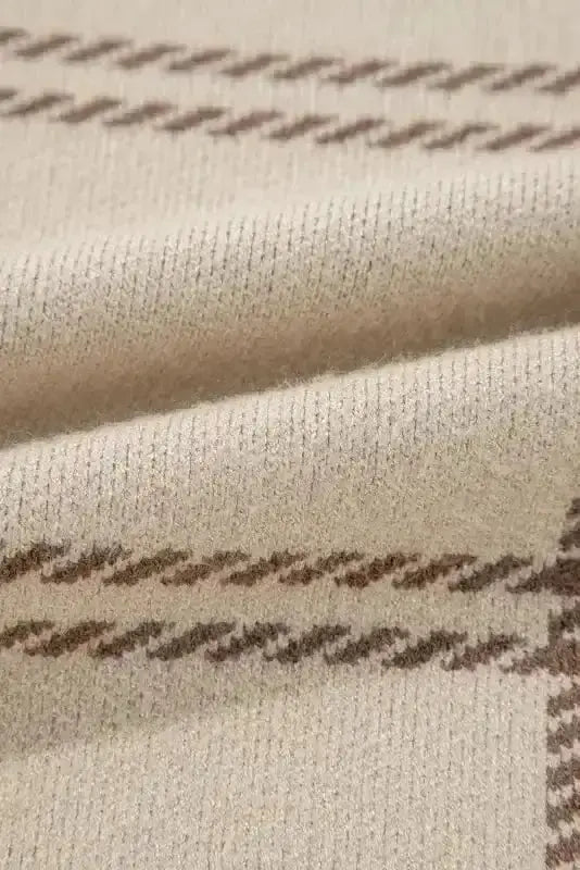 Sweaters Cozy Khaki Plaid Knit Sweater