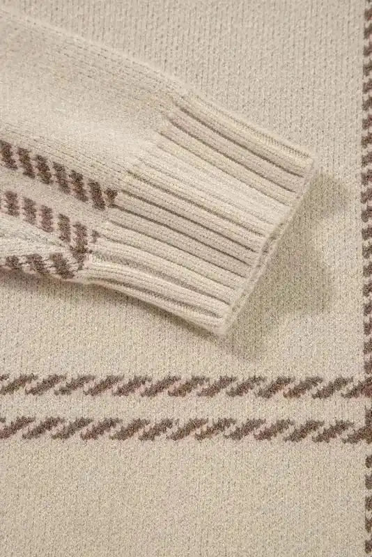 Sweaters Cozy Khaki Plaid Knit Sweater