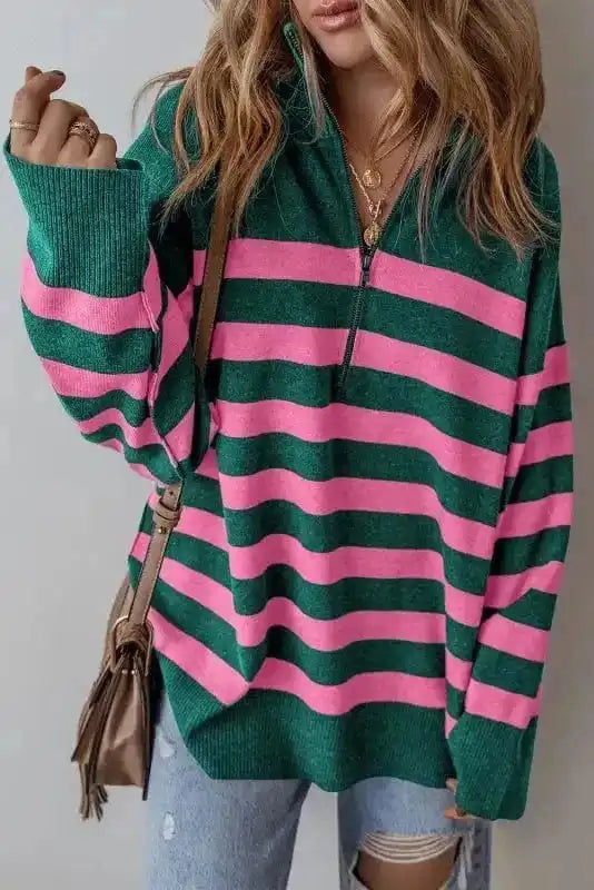Sweaters CozyStripes Oversized Zip Sweater