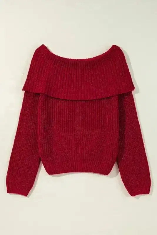 Sweaters Crimson Cozy Shoulder-Bare Knit Sweater