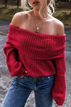 Sweaters Crimson Cozy Shoulder-Bare Knit Sweater