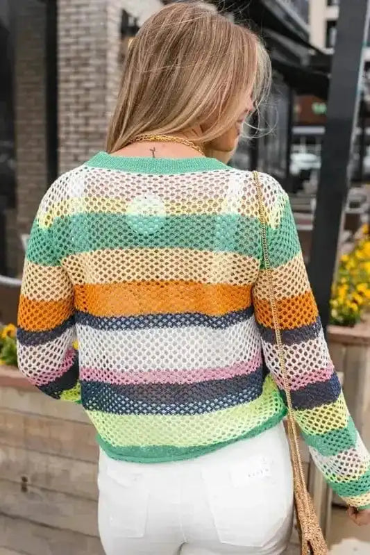 Sweaters Eco Chic Crochet Eyelet Sweater