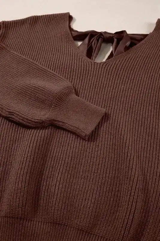 Sweaters Elegant Noir Lantern-Sleeve Sweater