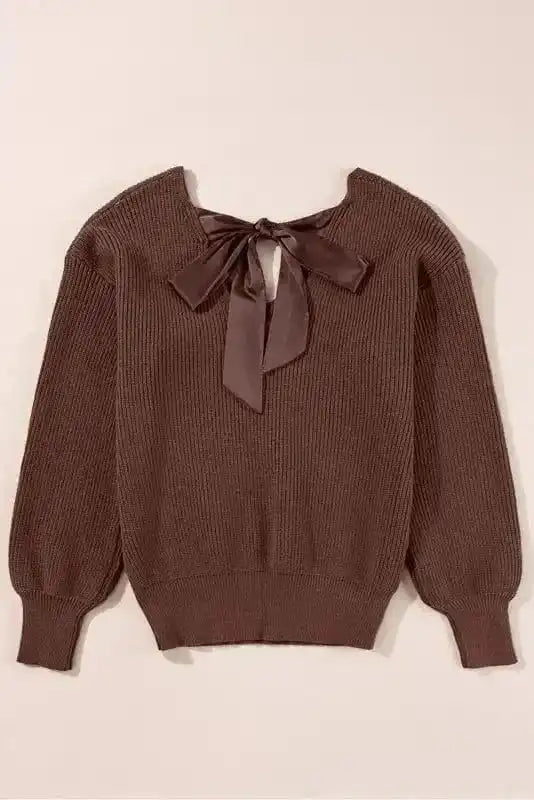Sweaters Elegant Noir Lantern-Sleeve Sweater
