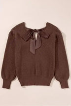Sweaters Elegant Noir Lantern-Sleeve Sweater