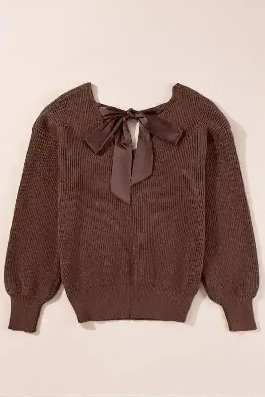 Sweaters Elegant Noir Lantern-Sleeve Sweater