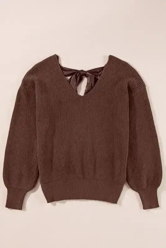 Sweaters Elegant Noir Lantern-Sleeve Sweater