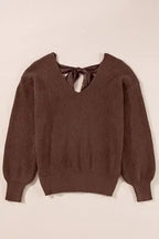 Sweaters Elegant Noir Lantern-Sleeve Sweater