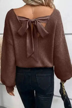 Sweaters Elegant Noir Lantern-Sleeve Sweater