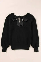 Sweaters Elegant Noir Lantern-Sleeve Sweater