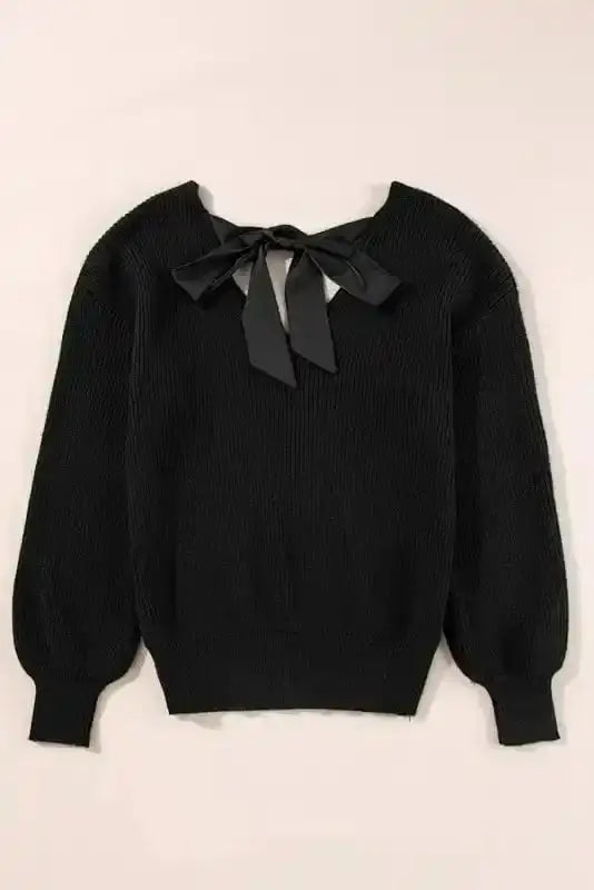 Sweaters Elegant Noir Lantern-Sleeve Sweater