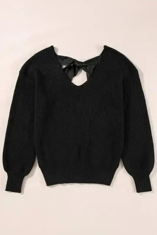 Sweaters Elegant Noir Lantern-Sleeve Sweater