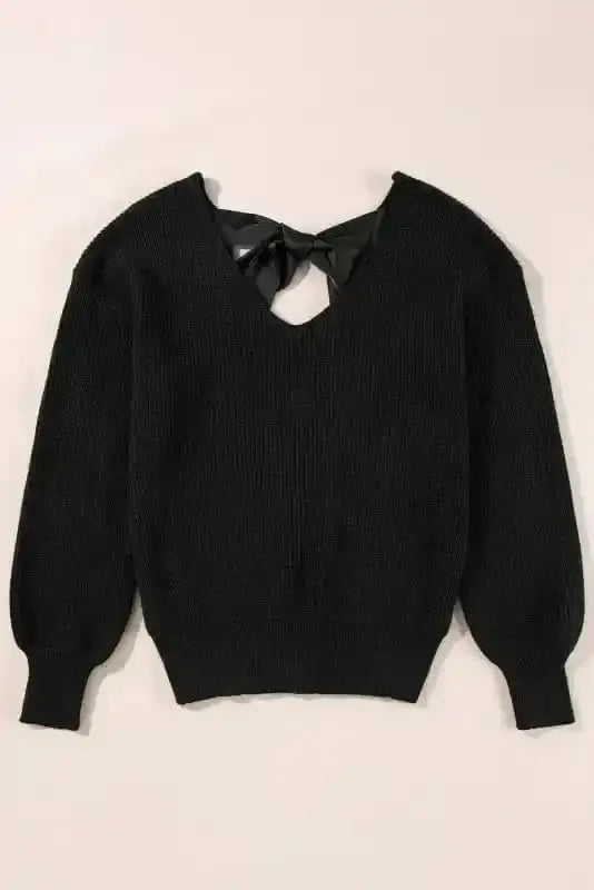 Sweaters Elegant Noir Lantern-Sleeve Sweater