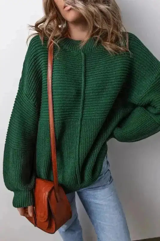 Sweaters Enchanted Forest Crewneck - Textured Knit Lantern Sleeve Sweater