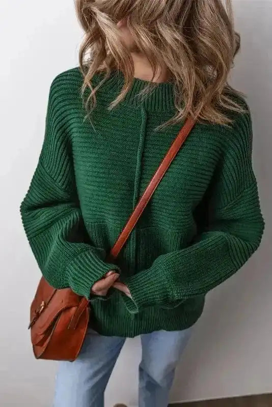 Sweaters Enchanted Forest Crewneck - Textured Knit Lantern Sleeve Sweater