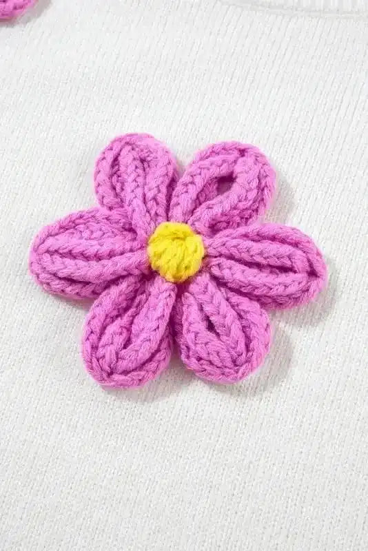 Sweaters Floral Crochet Chunky Knit Sweater