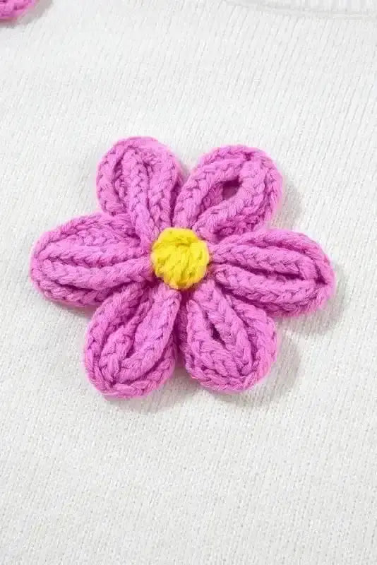 Sweaters Floral Crochet Chunky Knit Sweater