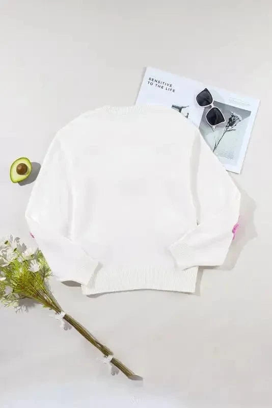 Sweaters Floral Crochet Chunky Knit Sweater
