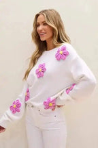 Sweaters Floral Crochet Chunky Knit Sweater