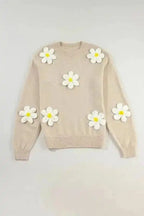 Sweaters Floral Crochet Chunky Knit Sweater