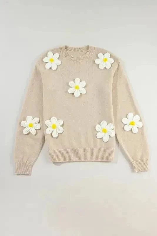 Sweaters Floral Crochet Chunky Knit Sweater
