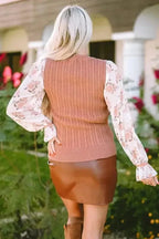 Sweaters Floral Sleeve Peplum Sweater