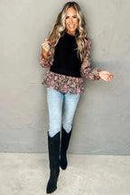Sweaters Floral Sleeve Peplum Sweater